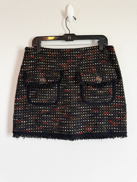 Veronica Beard Dresses & Skirts - Veronica Beard Margot Black Metallic Tweed Fringe Mini Skirt Size 12